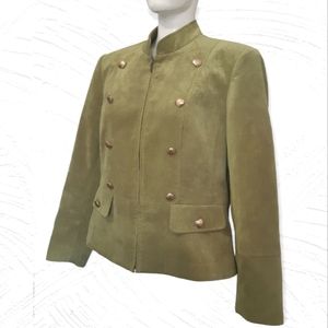 Laura Petites corduroy floral print zip up military style blazer jacket 12